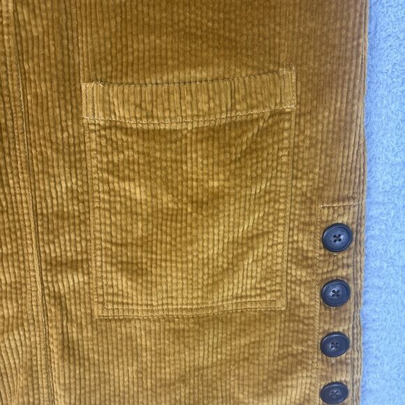 Madewell Corduroy Fall Antique Gold Side-Button Shift Dress Oversized Size XS - Picture 4 of 7